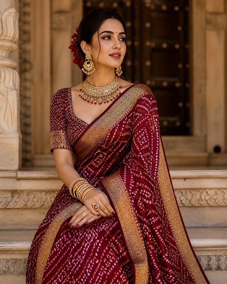 royal badhni saree look 👑 traditional indian elegance
