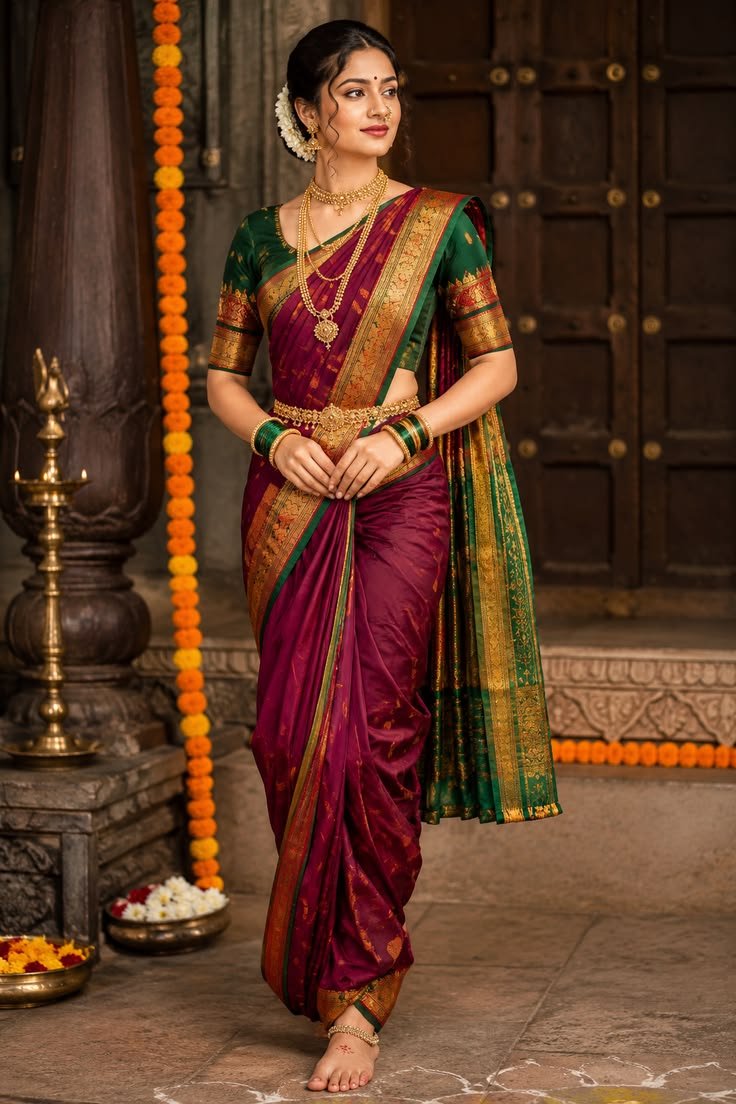 🌸 traditional marathi saree look timeless maharashtrian elegance ✨