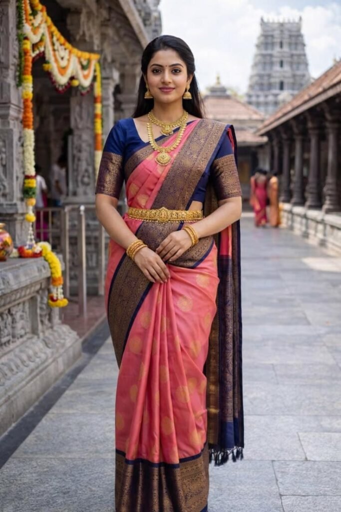dual tone luxury korvai kottanji soft silk saree rich pallu, south indian wedding wear