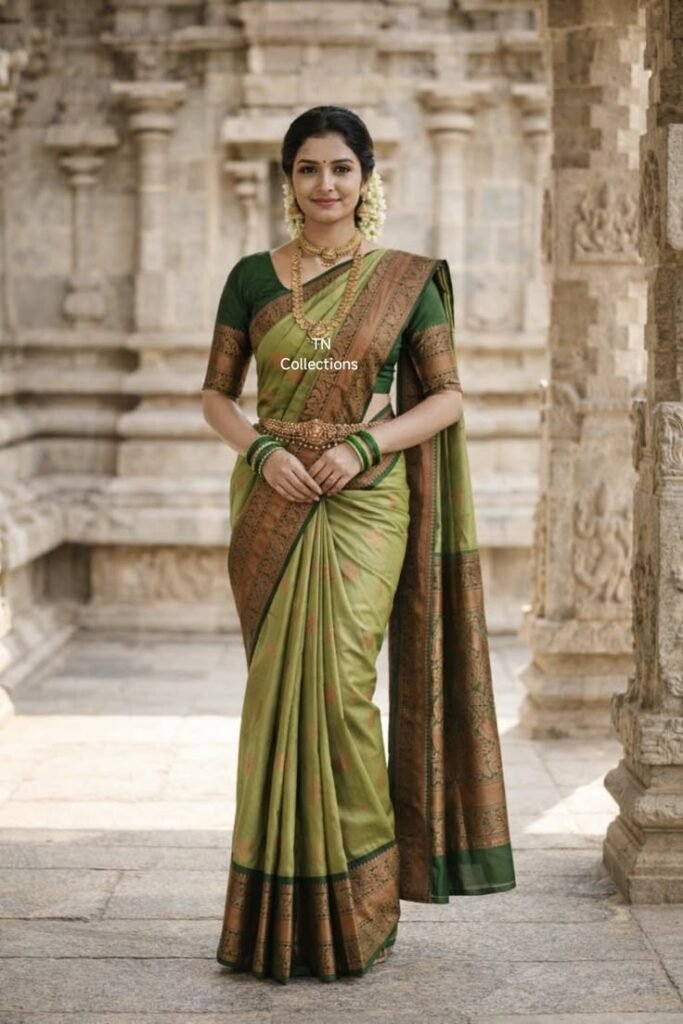 korvai kottanji soft silk saree with contrast blouse southasian wedding wear