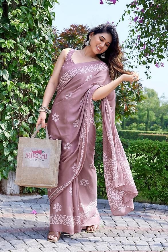mirchi fashion saree for woman chiffon batik printed lightweight daily wear ✨