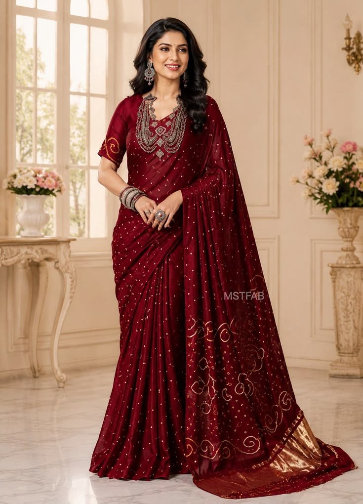 modal gaji silk bandhani saree, hand bandhej ek dani traditional designer pallu